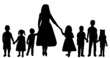 © zolotons - mother and children silhouette, on white background, isolated, vector