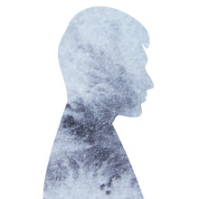 Portrait Man Watercolor Silhouette, On White Background, Isolated, Vector
