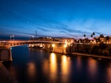 Fototapeta Paryż - Ponte San Francesco di Paola bridge and Castello Aragonese castle in Taranto, Italy at night