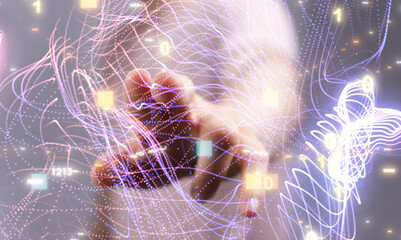 Wall Mural - digital technology background. network connection dots and lines.
