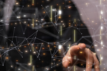 Wall Mural - global network. blockchain. 3d illustration. neural networks and artificial intelligence. abstract