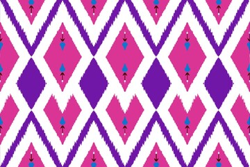 Wall Mural - geometric art pattern ikat indigenous costumes wallpaper pink purple abstract background