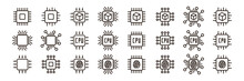 Micro Chip Icon Set. Vector Illustration