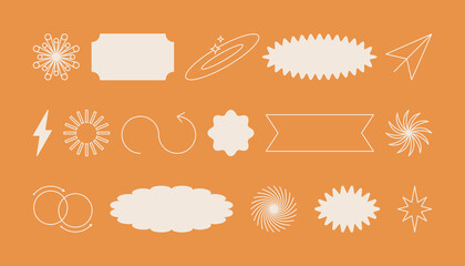 Leinwandbilder - Vector set of minimalist brutalist design elements, futuristic shapes and geometric figures with copy space for text - abstract background elements for branding, packaging