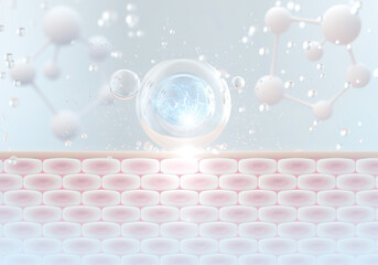 Wall Mural - cosmetic serum oil drop on skin cell, skin repair, moisturizer, collagen serum, advertising backgrou