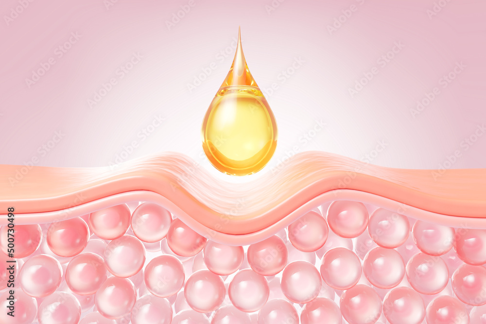 Cosmetic serum Oil drop on Saggy skin cell, Skin Repair, moisturizer ...