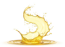 Olive Or Engine Oil Splash, Cosmetic Serum Liquid Isolated On White Background, 3d Illustration With Clipping Path.