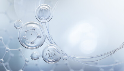 Wall Mural - cosmetic essence liquid with molecule inside bubble, cosmetic product advertising background, 3d ren