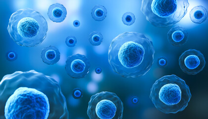Wall Mural - 3d rendering of human cell or embryonic stem cell microscope background.