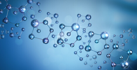 Wall Mural - abstract atom or molecule structure, science or medical background, 3d illustration.