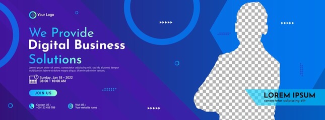 Business conference banner template design for webinar, marketing, online class program, etc
