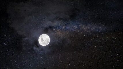  starry sky moon on night  dramatic clouds  nebula cosmic  nature landscape  weather forecast