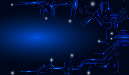 Fototapete - Abstract Circuit Board Modern Pattern Blue Scifi Copy Space for Text Infographic, Brochure Futuristic Background Concept Vector.