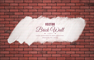 Wall Mural - white brush stroke on brown block brick wall pattern texture background