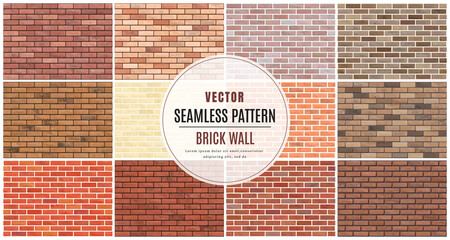 Wall Mural - block brick wall seamless pattern collection set texture background