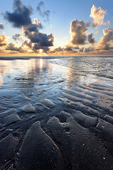 Wall Mural - Sunset at the beach on Juist, East Frisian Islands, Germany.