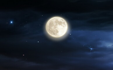 Wall Mural - night starry sky moon moonlight nebula dark blue nature landscape weather forecast cosmic background