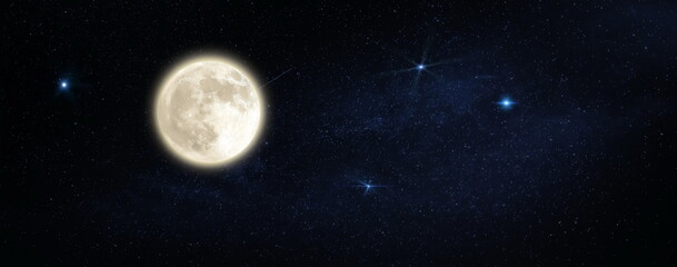 Wall Mural - night starry sky moon moonlight nebula dark blue nature landscape weather forecast cosmic background