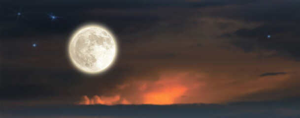 Wall Mural - night starry sky moon moonlight nebula dark blue sunset nature landscape weather forecast cosmic bac
