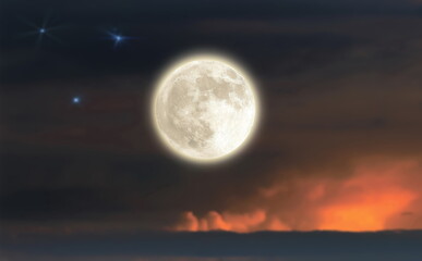 Wall Mural - night starry sky moon moonlight nebula dark blue sunset nature landscape weather forecast cosmic bac