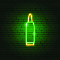 Wall Mural - Cartridge Gun Neon Sign. Vector Illustration of Weapon Promotion.