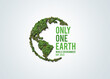 canvas print picture - Only One Earth- World Environment day concept 3d design. Happy Environment day, 05 June. World map with Environment day text 3d background illustration. 