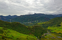 Antisana Volcano In Ecuador, View From Village Papallacta, Snow On The Top And Green Forests Around, Landscape Photography, Stratovolcano
