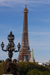 Poster - Eiffel tower viewed from famous Alexandre III bridge in Paris