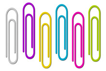 Colored Paperclips On White