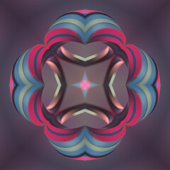 Fototapete - Fantasy 3d rendering cover design with colorful twisted kaleidoscopic shape. Abstract digital illustration background