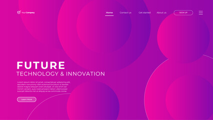 Pink horizontal website screen part for responsive web design project development. 3D colorful balls geometric banner layout mock up. Corporate landing page block vector illustration template.