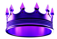 Royal Crown. Crown Icon As Metaphor For Premium Status. Concept Button For Premium Website. Purple Crown VIP Person. Template For Design Application Interface Isolated On White. 3d Rendering.