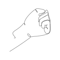 Canvas Print - clenched fist continuous line draw design vector illustration. Sign and symbol of hand gestures. Single continuous drawing line. Hand drawn style art doodle isolated on white background illustration.