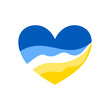 Serce pomalowane w barwy Ukraińskiej flagi. Wsparcie dla Ukrainy. Ilustracja wektorowa.