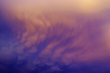 Mammatus Clouds With Sunset Light