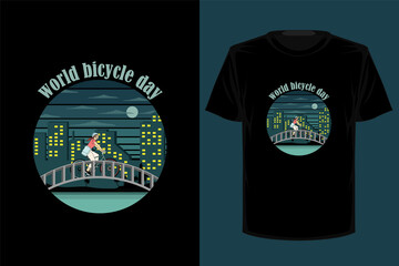 Wall Mural - World bicycle day retro vintage t shirt design