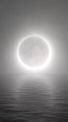 hazy moon eclipse over ocean 3 part vertical background loop