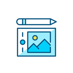 Wall Mural - drawing tablet and a stylus. pixel perfect, editable stroke line color icon