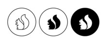 Squirrel Icon Editable Stroke Line . Template Design. Cute Animal Silhouette, Vector Design Element. Vector Set. Nature Concept.