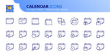 Fototapeta Do przedpokoju - Simple set of outline icons about calendar.