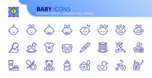Simple Set Of Outline Icons About Baby