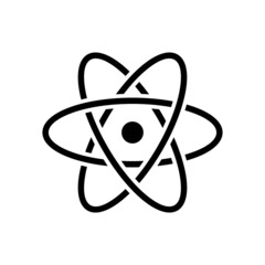 atom icon. symbol of scientists, science and technology. isolated raster illustration on white backg