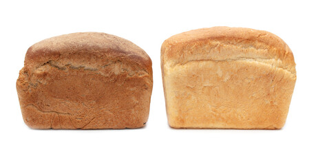 Sticker - Two fresh loaves of bread isolated on white background.