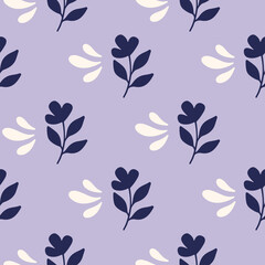 Wall Mural - Floral vector seamless pattern. Flower on lilac background. Modern drawing illustration. Botanical fabric print, digital paper, textile design, kids and baby clothes, scrapbooking, cover.