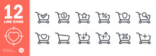 Trolley Icons Set. Product Search. Purchase. Loading And Unloading The Cart. Check Mark. Discount. Vector Eps 10