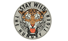 Hungry Tiger Face Graphic Print Design. Animal Face Artwork For Posters, Stickers, Background And Others. Wild Tiger Logo Design. 