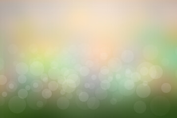 Poster - Blur circle bokeh green leaf background. Blurry yellow leaves rays light flare nature backdrop.