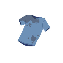 Wall Mural - Dirty smely t-shirt with many stains in flat vector illustration isolated on white