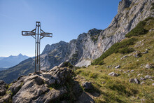 Germany, Bavaria, Berchtesgaden, Religious Cross On Way To Schellenberg Ice Cave