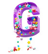 Falling down candy from a plastic box font. Letter G